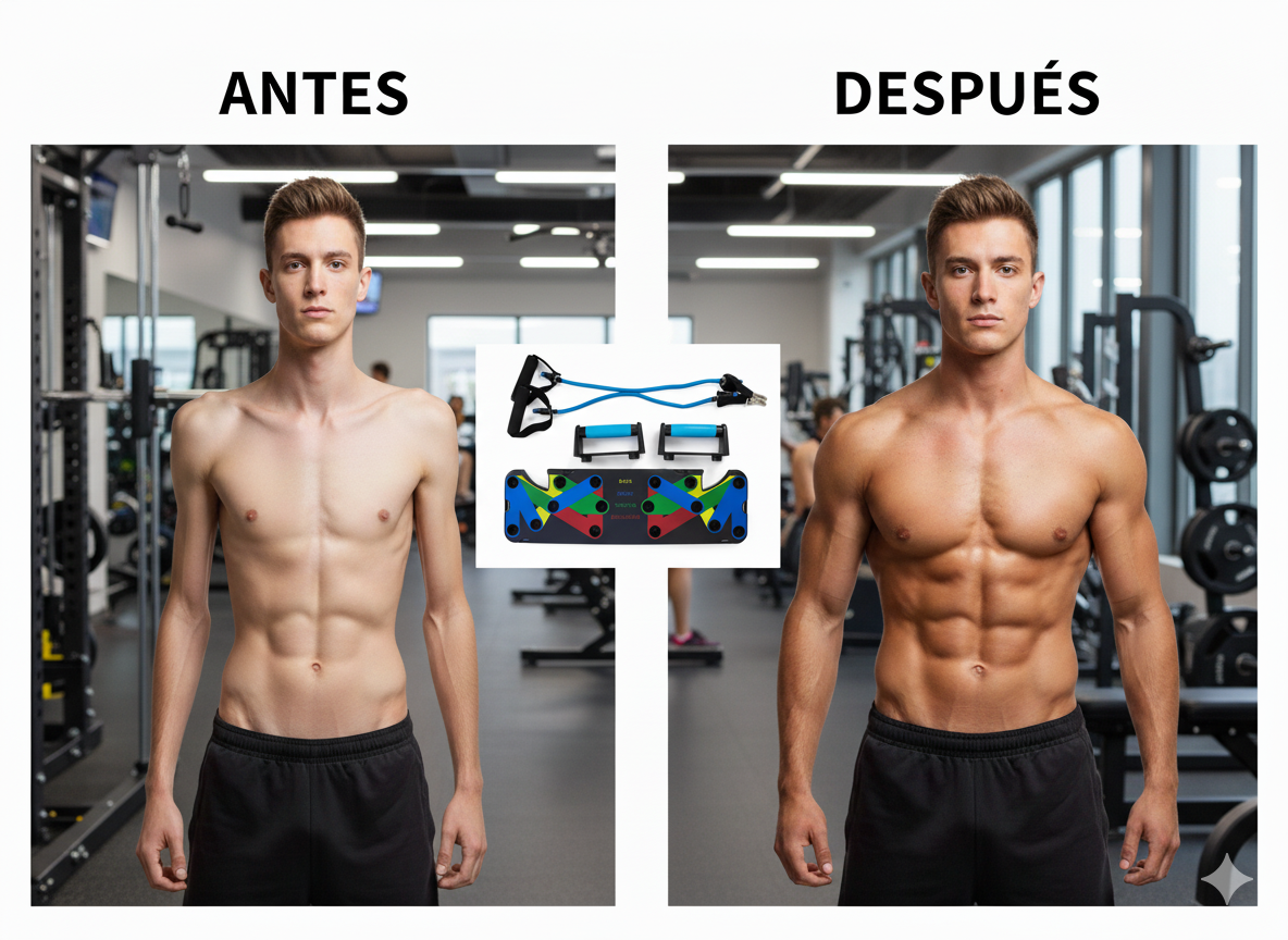 Kit de Entrenamiento Multifuncional – Push Up Board + Bandas de Resistencia